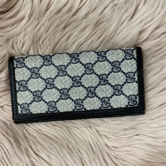 Vintage Gucci Navy Blue and Gray GG Monogram Women's wallet - Picture 1 of 9